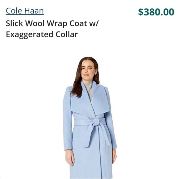 Cole Haan slick wool wrap coat - Picture 3 of 8